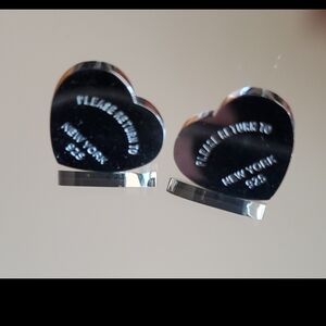 Silver Heart-Shaped Stud Earrings - Return To